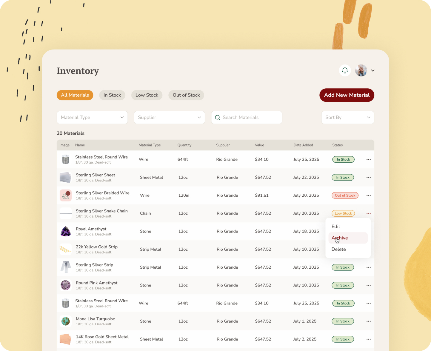 Custom Material Categories